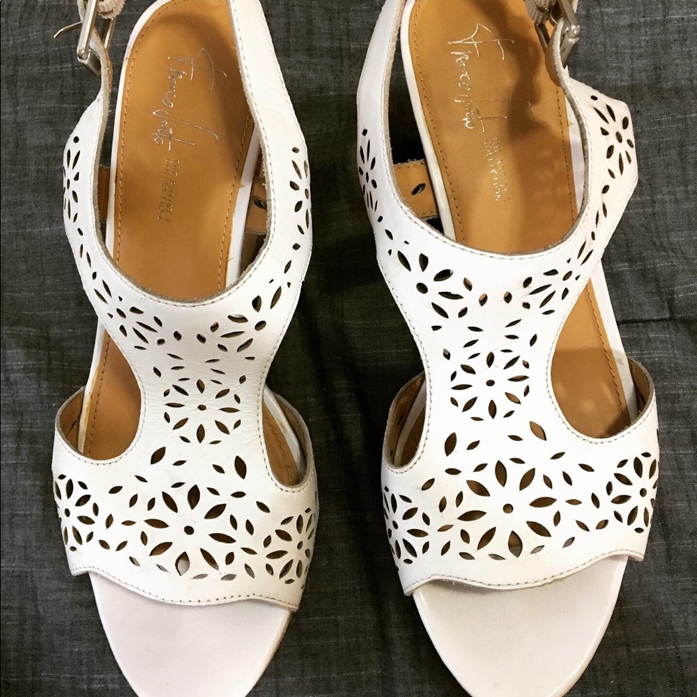 White heeled sandals size 8